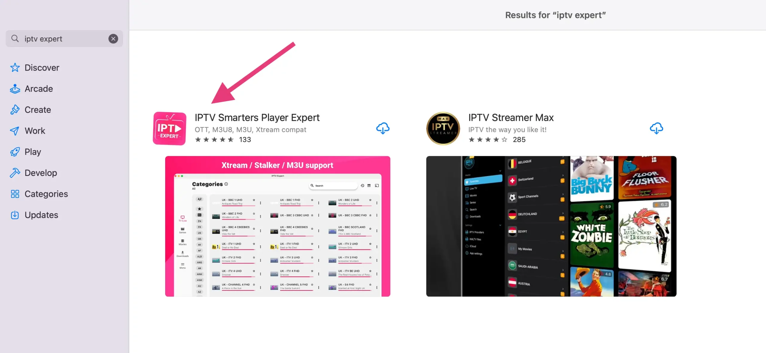 Telechargement IPTV Smarters Player Expert depuis Microsoft Store